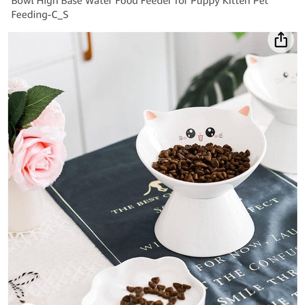 Ceramic Raised Cat Bowl,Elevated X Food or Water Bowl. - Picture 2 of 8